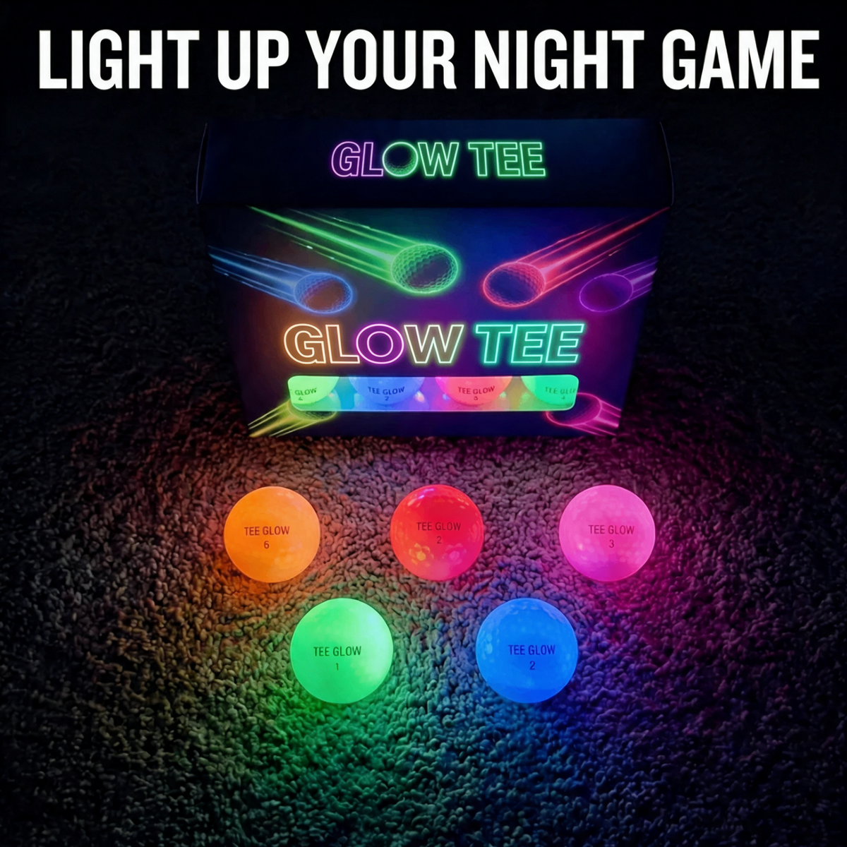 GlowTee LED Golf Balls - 6-Pack - light up your night game