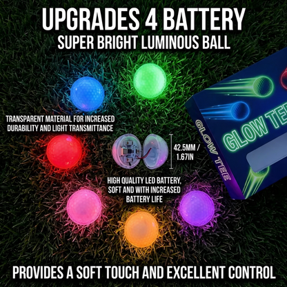 GlowTee LED Golf Balls - 6-Pack - upgraded battery